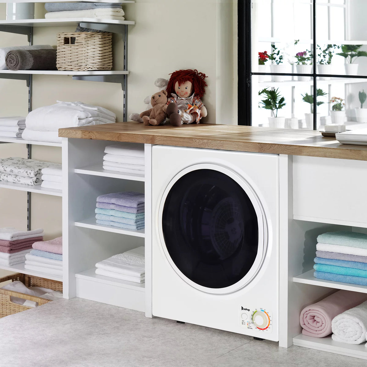 Compact Portable 1.6cuft Clothes Dryer Stainless Steel Drum Black and White V333