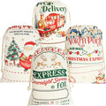 4 Pack Large Christmas Canvas Gift Bags with Drawstring V64455