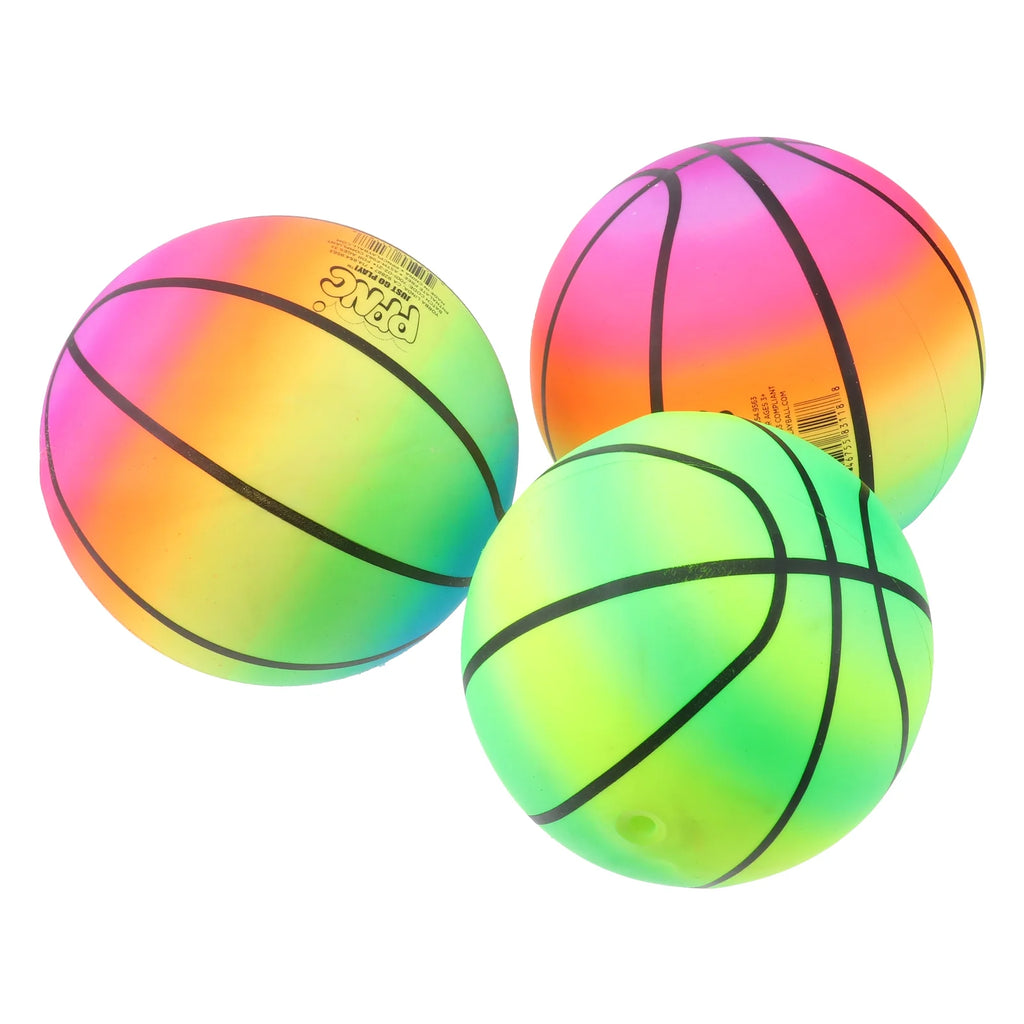 3 Pcs 16 CM Rainbow Balls Elastic PVC Beach Play Ball C405534