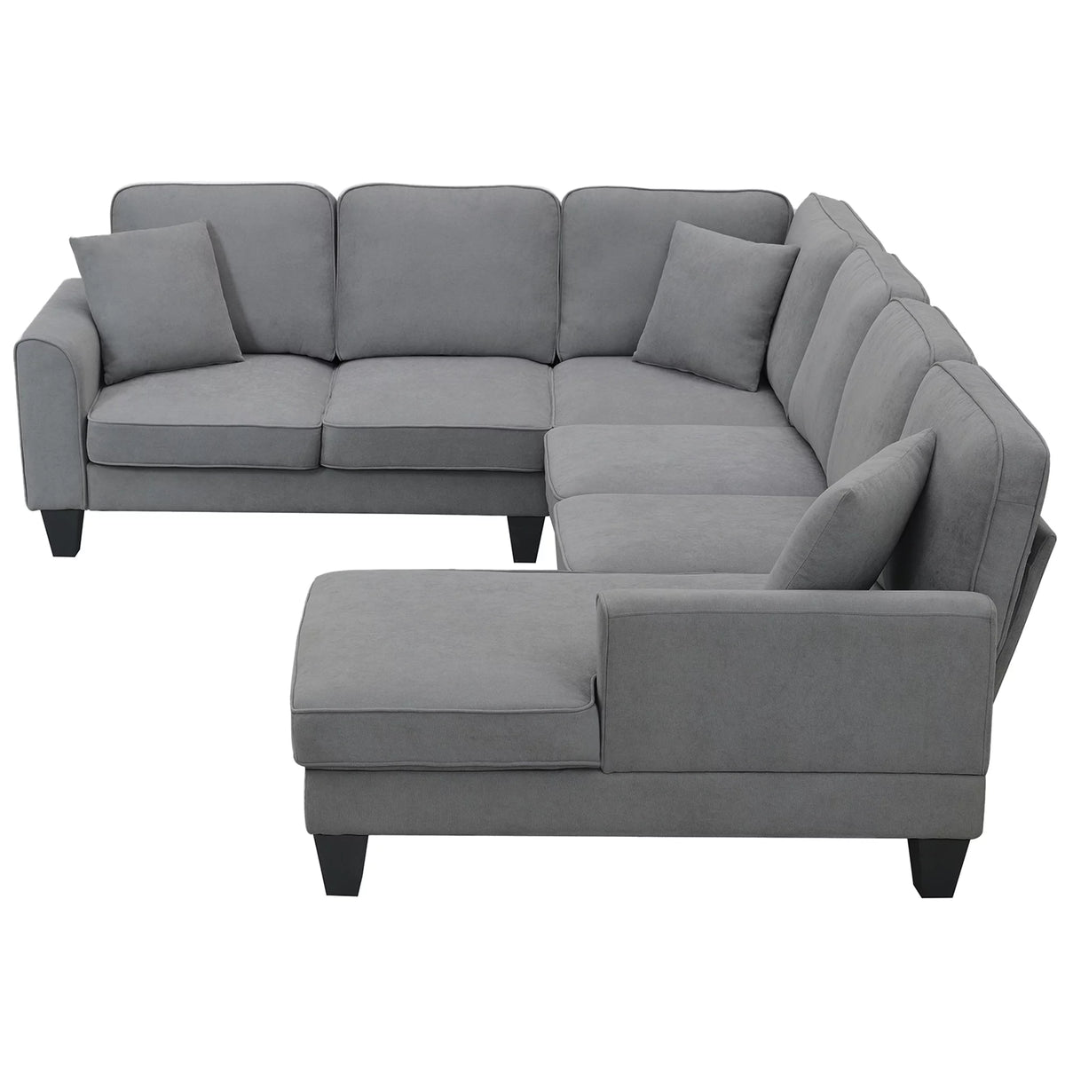 Dark Gray 7 Seat U Shape Sectional Sofa with 3 Pillows J662827
