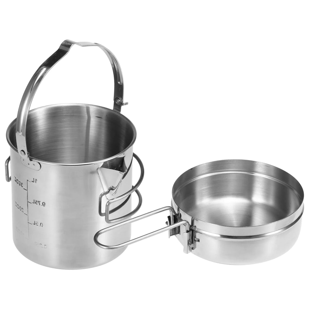 1L Stainless Steel Camping Pot with Foldable Handle C2344
