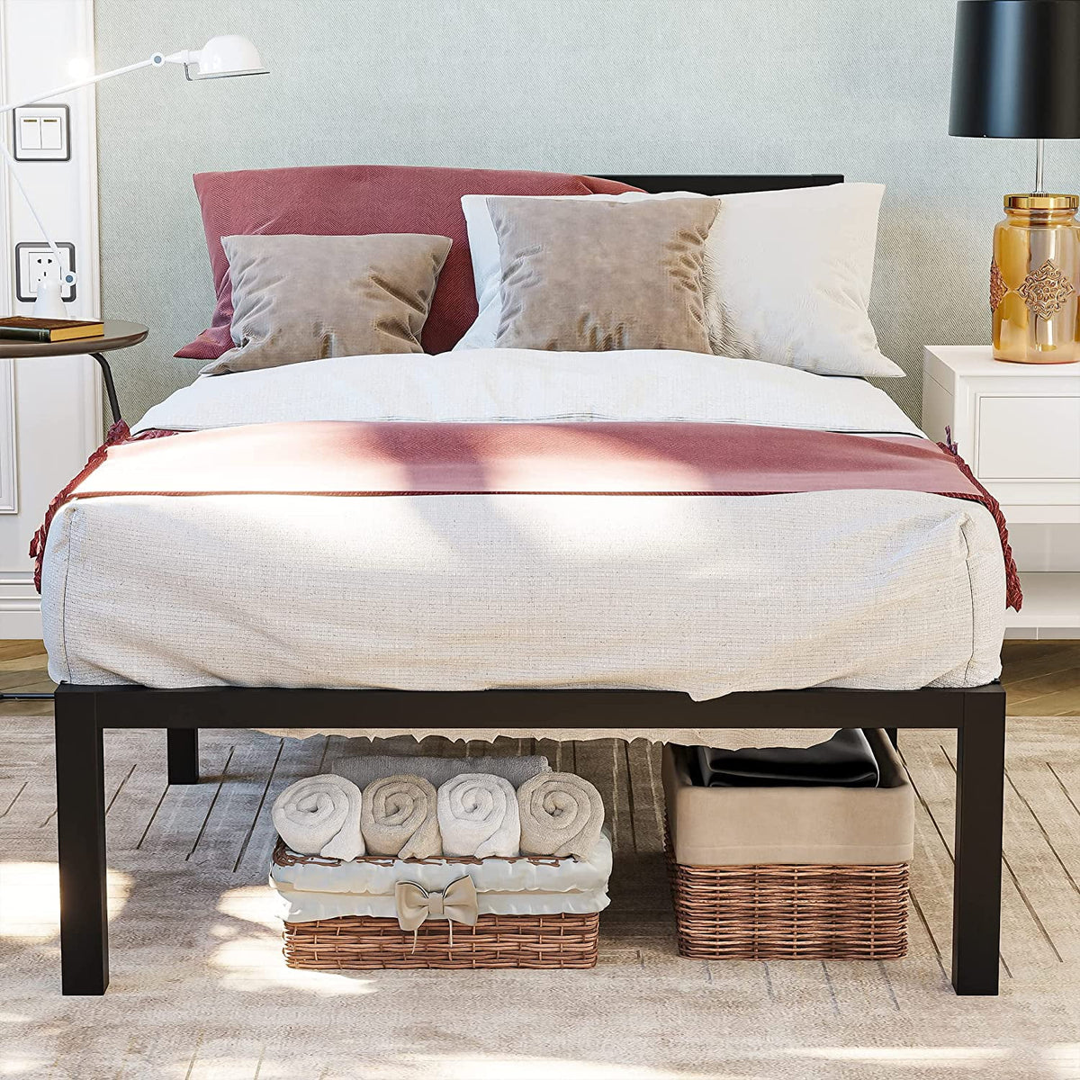 Twin Size Black Metal Bed Frame with Headboard G6069