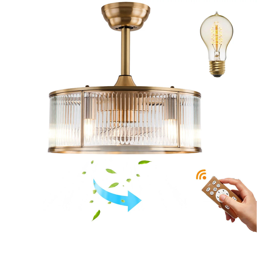 18inch Farmhouse Ceiling Fan Light Gold With Remote Control T558