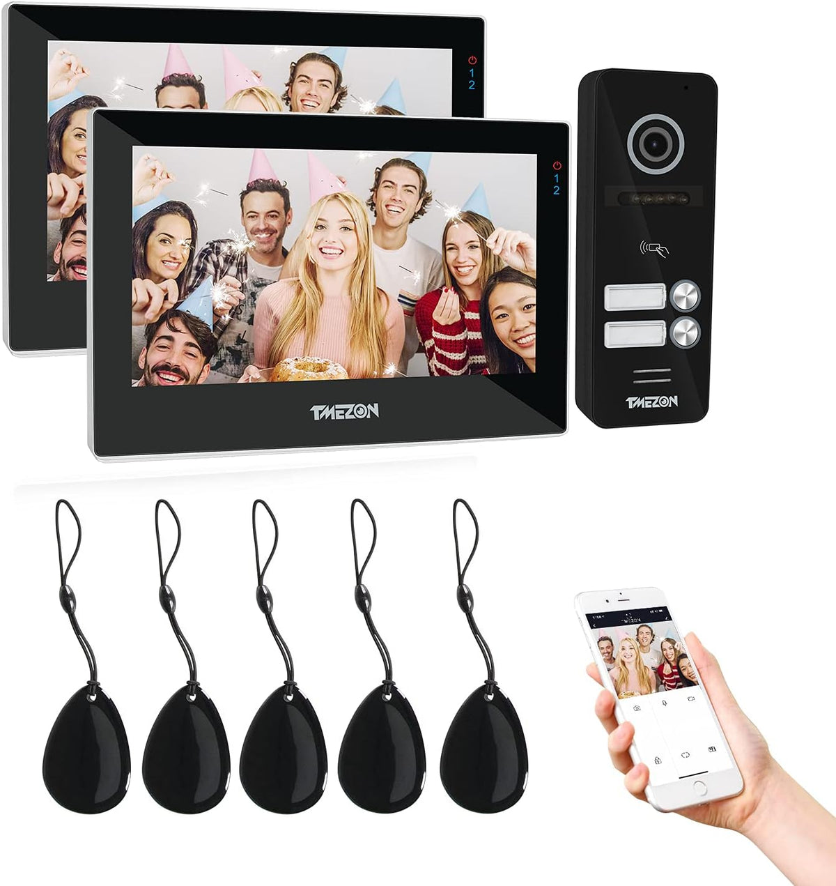 Wireless Intercom System Video Doorphone 7 Inch 2 Monitors Doorbell Camera Q61375