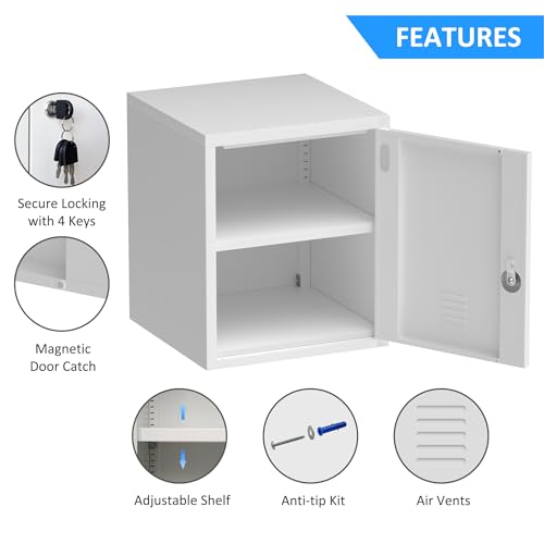 Black Metal Storage Locker Cabinet with Locking Door and Adjustable Shelf R564255