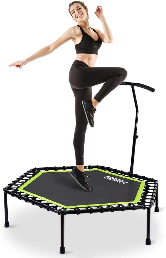 48 Silent Mini Trampoline with Adjustable Handle Bar Bungee Rebounder B9453