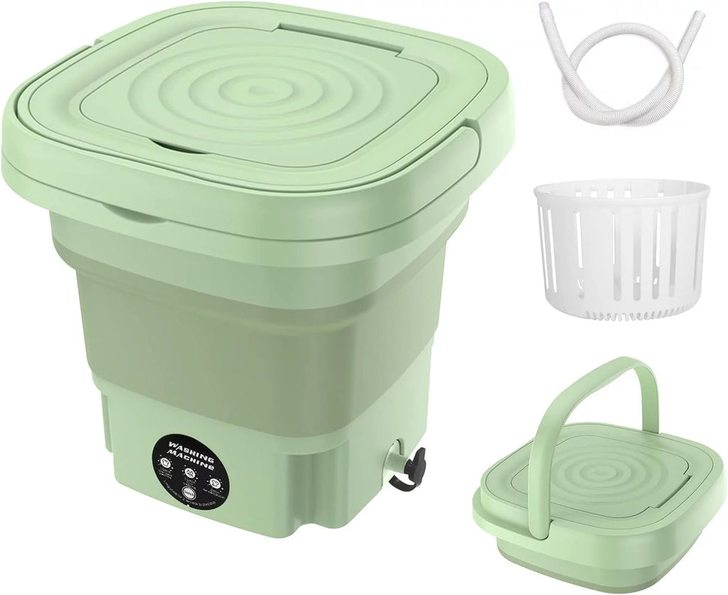 Mini Folding Washing Machine with Dryer Bucket 8L Green L24950
