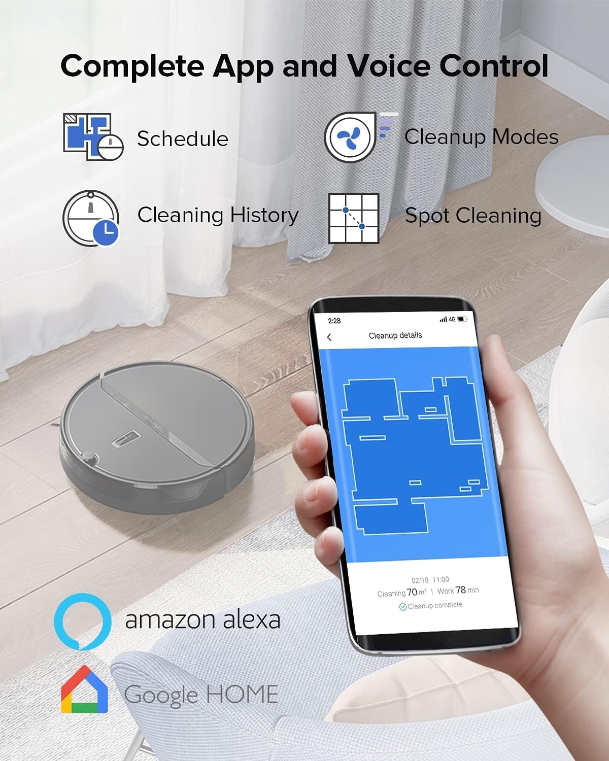 Robot Vacuum Cleaner with 2000Pa Strong Suction, 200min Runtime H453427