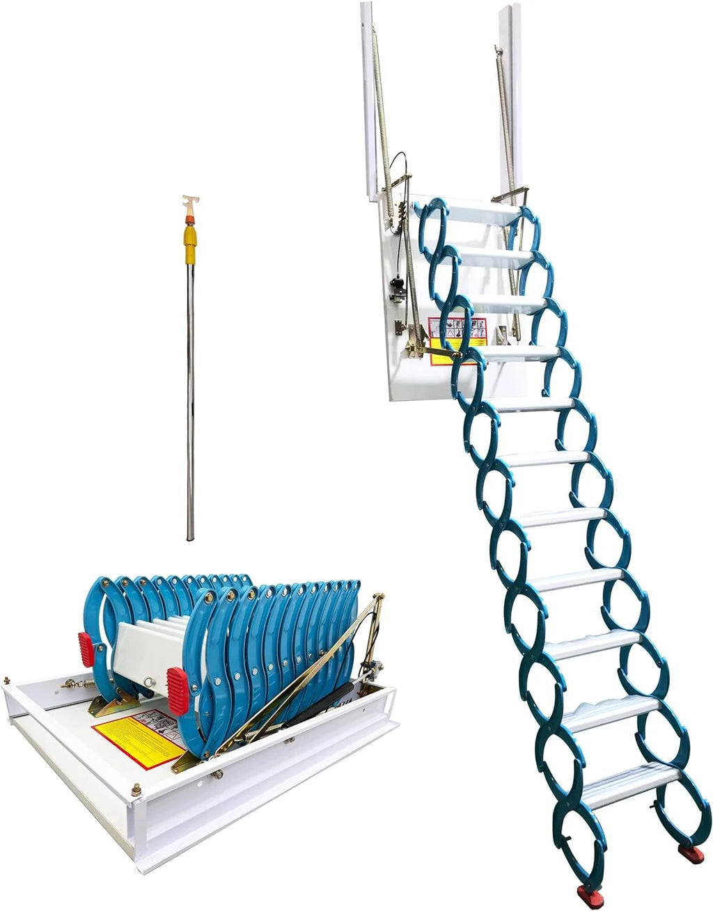 Blue Al-mg Alloy Side-mounted Folding Wall Ladder 11 Pedals F356