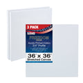 36 x 36 inch Stretched Canvas 12-Ounce Primed 3-Pack White Blank L219183