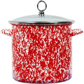 Red 8-Quart Enamel Steel Stockpot with Glass Lid O667
