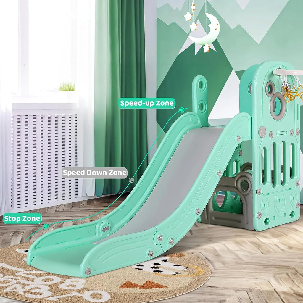 4 in 1 Toddler Slide and Climber Playset with Basketball Hoop Z81274