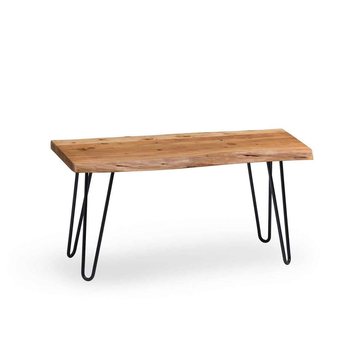 Hairpin Natural Live Edge Bench with Coat Hook Set X930206