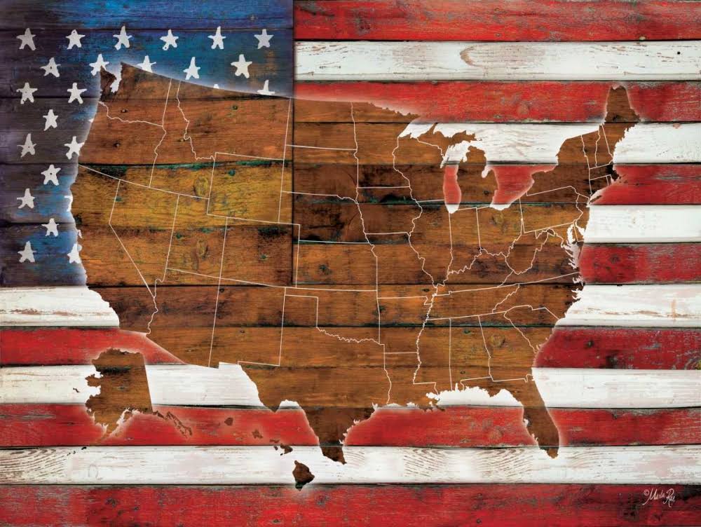 American Flag USA Map Poster Print (36 x 24) O302