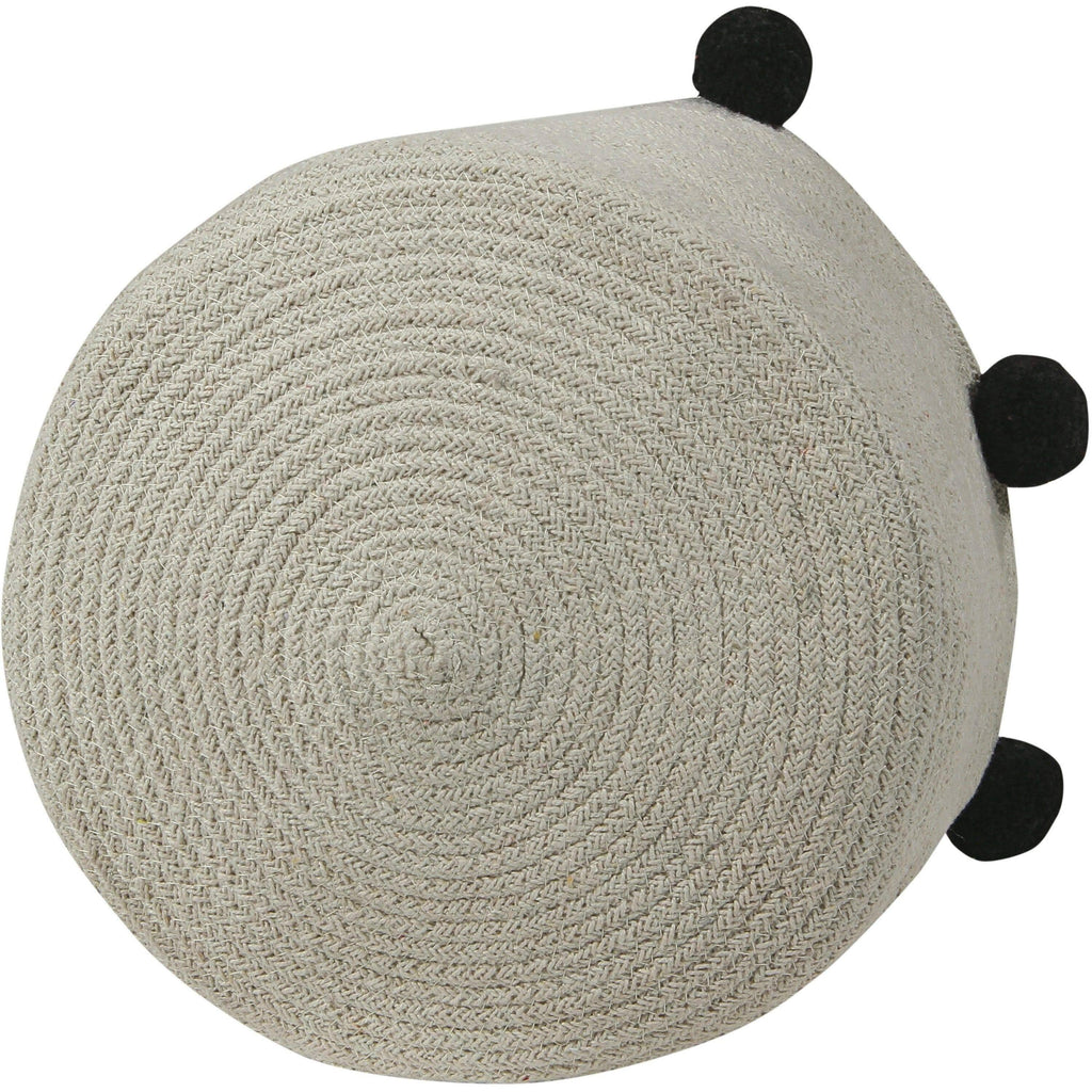 Black Storage Basket with Pompoms D42471