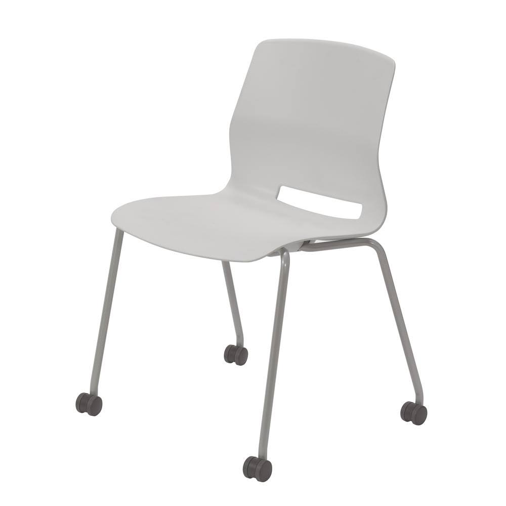 Light Grey Stack Chair with Casters O161