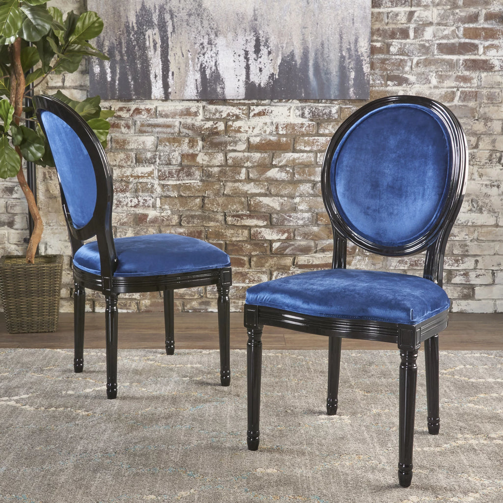Navy Blue Velvet Dining Chairs Set of 2 T804603
