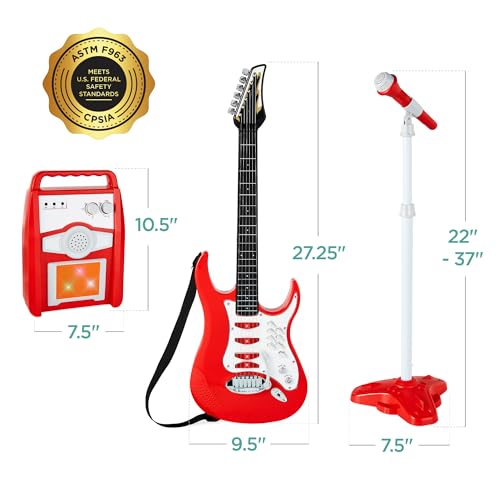 Blue Kids Electric Musical Guitar Play Set with Microphone and Amp A75526