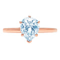 Pear Cut Blue Topaz Rose Gold Solitaire Ring W4059