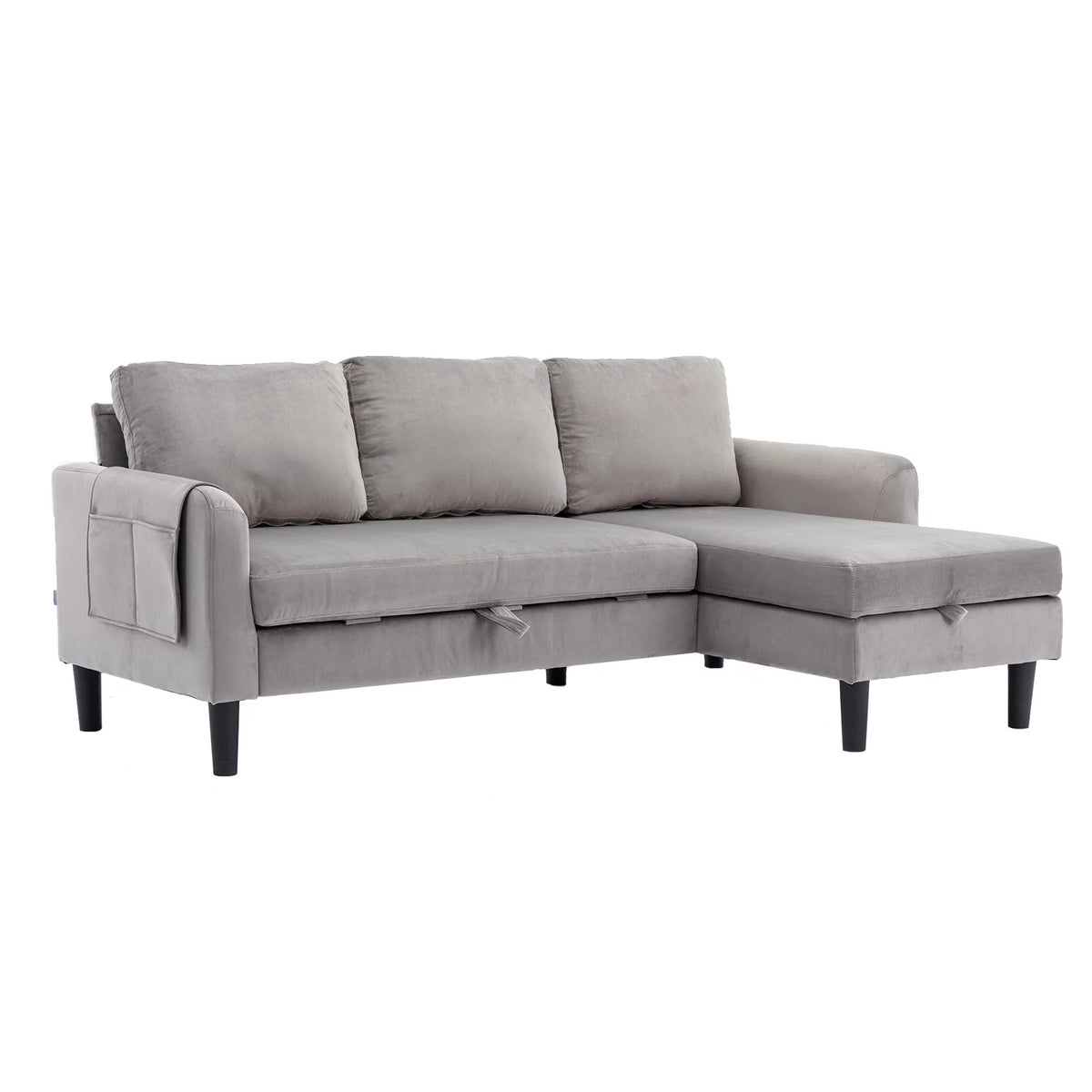 Gray Fabric Sectional Sleeper Sofa with Pull Out Bed P278620
