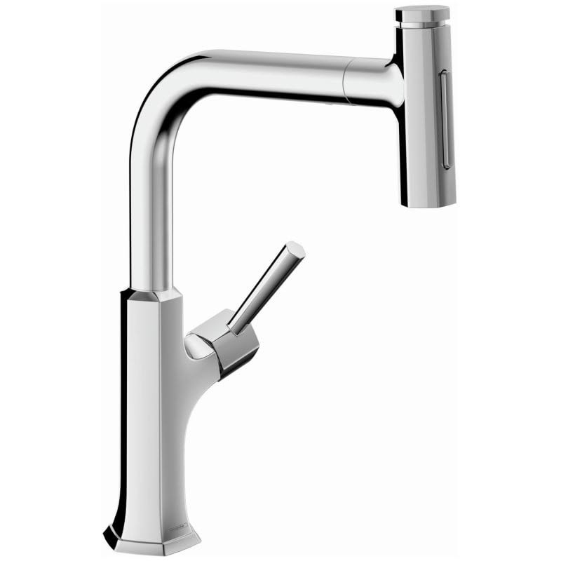 Chrome Grey Single-Handle Pull Down Sprayer Kitchen Faucet S915759