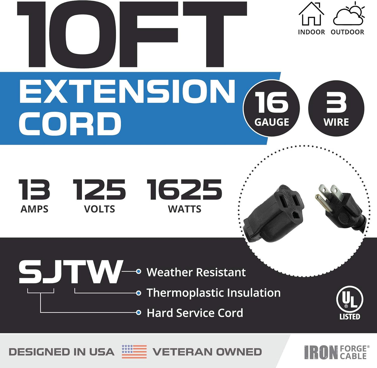 75 Ft Black Outdoor Extension Cord H82560