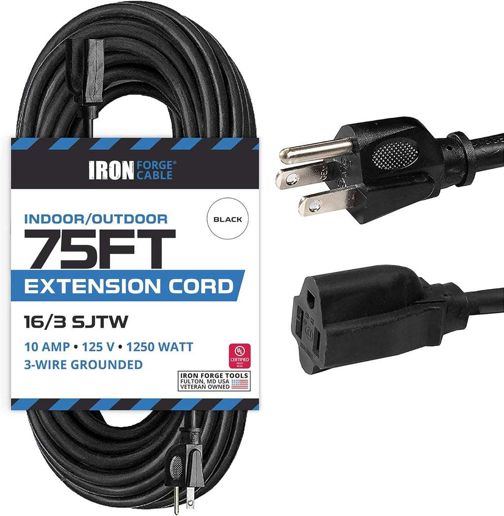75 Ft Black Outdoor Extension Cord H82560
