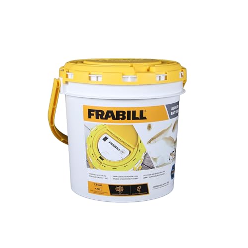 Insulated Bait Bucket with Built in Aerator, White and Yellow, 1.3 Gallons J64147