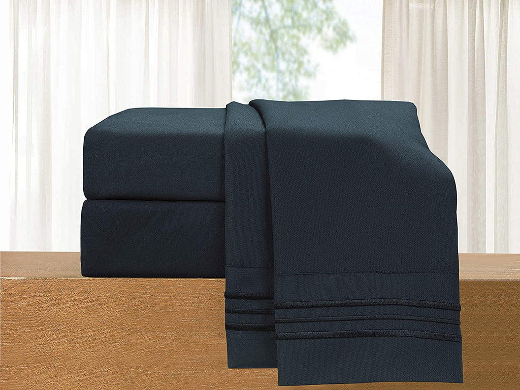 Black 4 Piece King Bed Sheets G262
