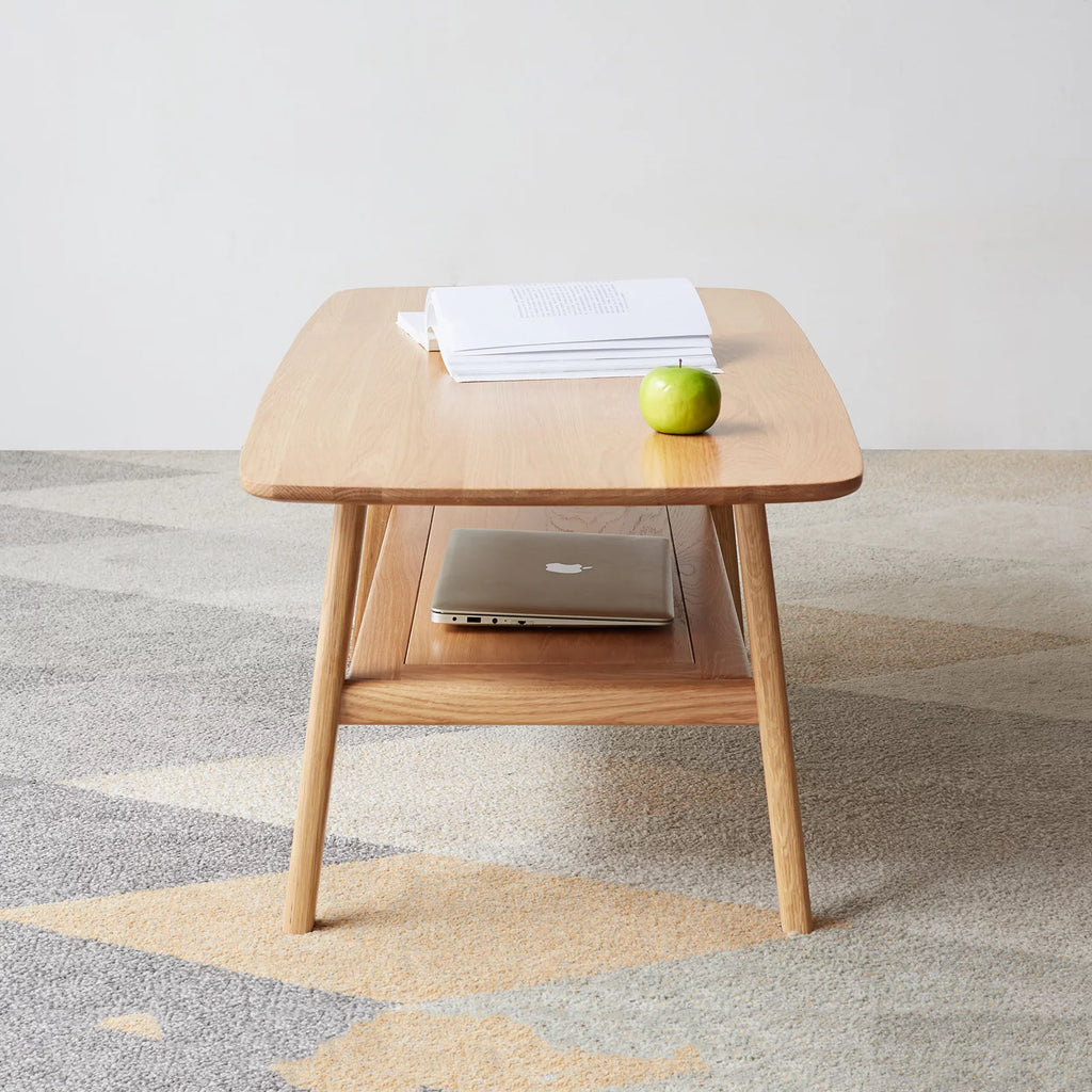 Solid Wood Coffee Table with Storage Shelf 120 x 56 x 44 cm K1146