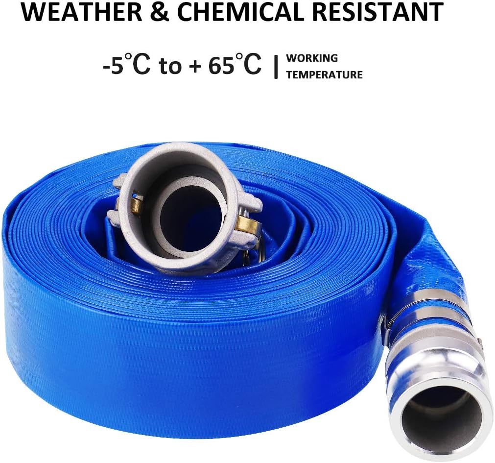 2 x 100' Blue PVC Heavy Duty Discharge Hose with Aluminum Camlock Fittings S1669