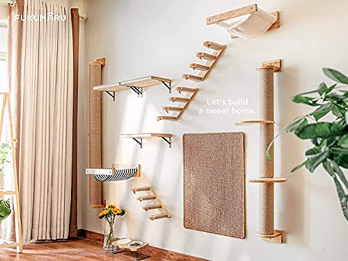 Wall Mounted Jute Cat Activity Tree with Scratching Posts F3527