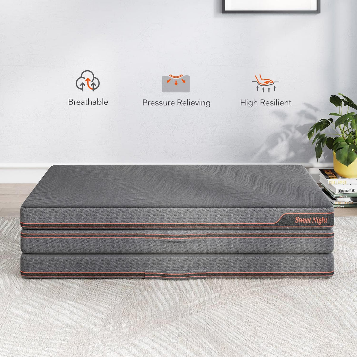 Folding Mattress Twin XL Size 4-Inch with Carry Bag H2108
