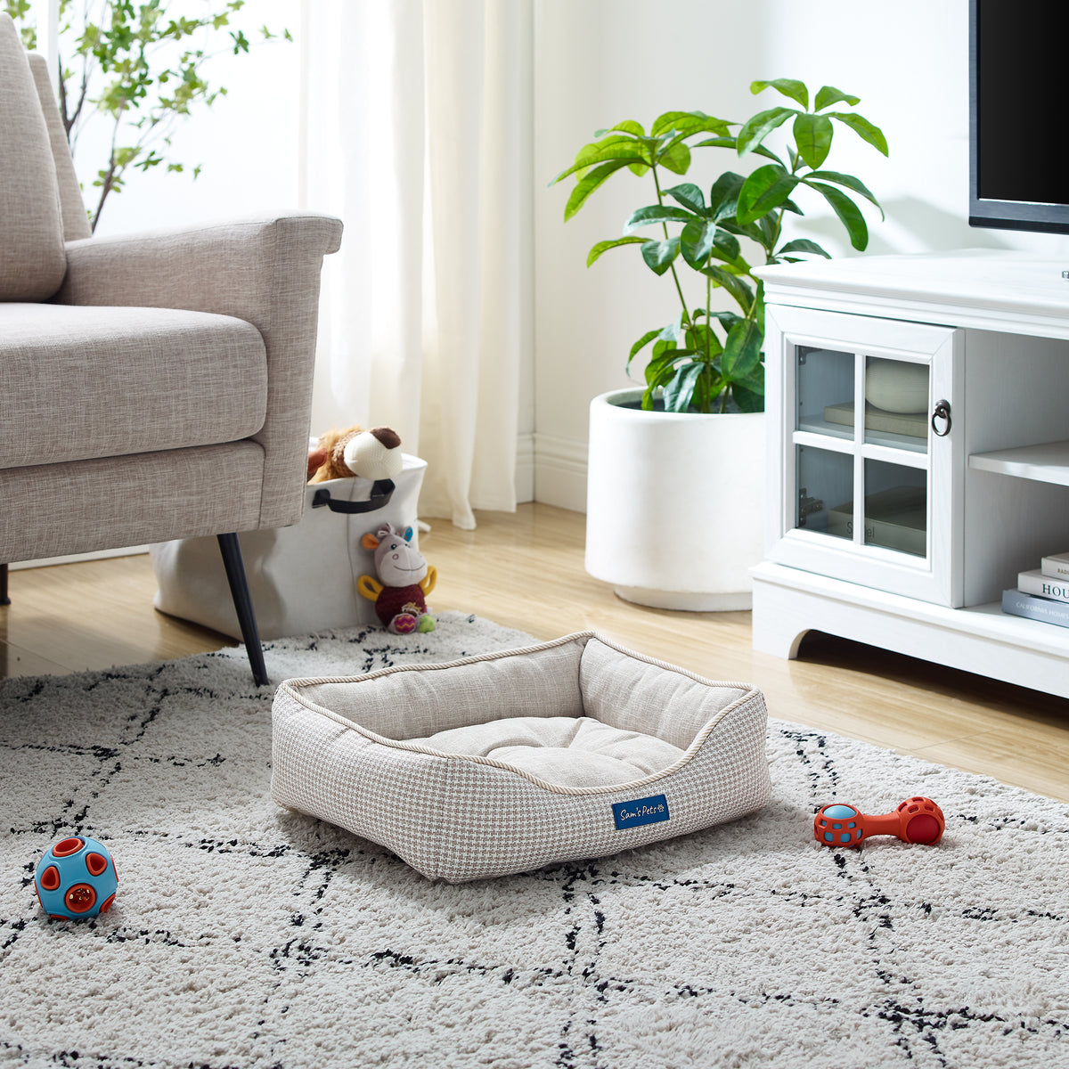 Brown Plaid Dog Bed D1848