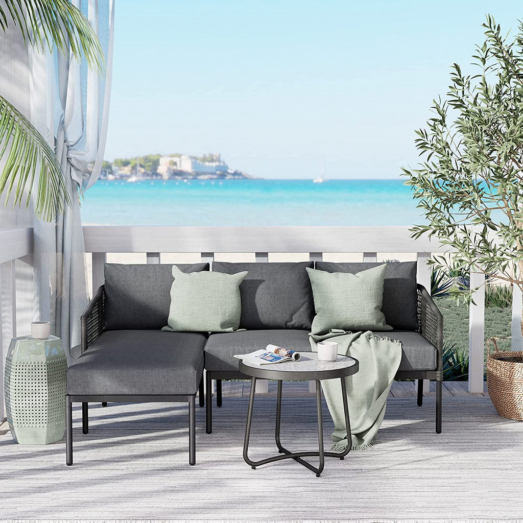 3-Piece All-Weather Wicker Sectional Sofa Set with Cushions L5684