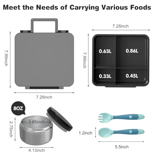 Pink Bento Lunch Box with 8oz Soup Thermo and 4 Compartment Z1541