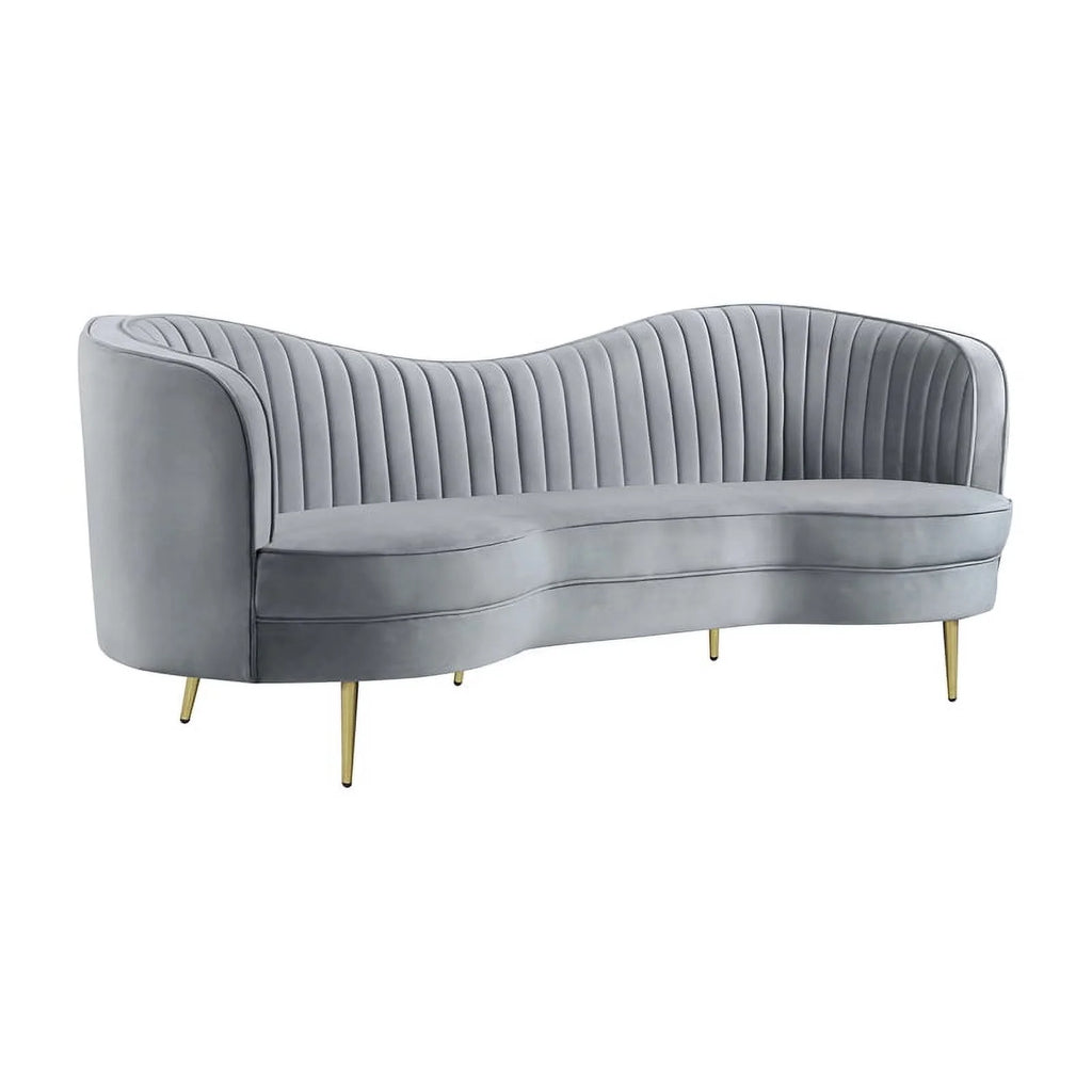 2-piece Upholstered Living Room Set Grey and Gold Q165428