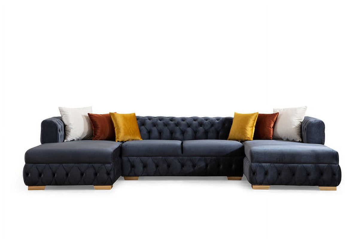 Charcoal Velvet U Shaped Double Chaise Sectional M21785
