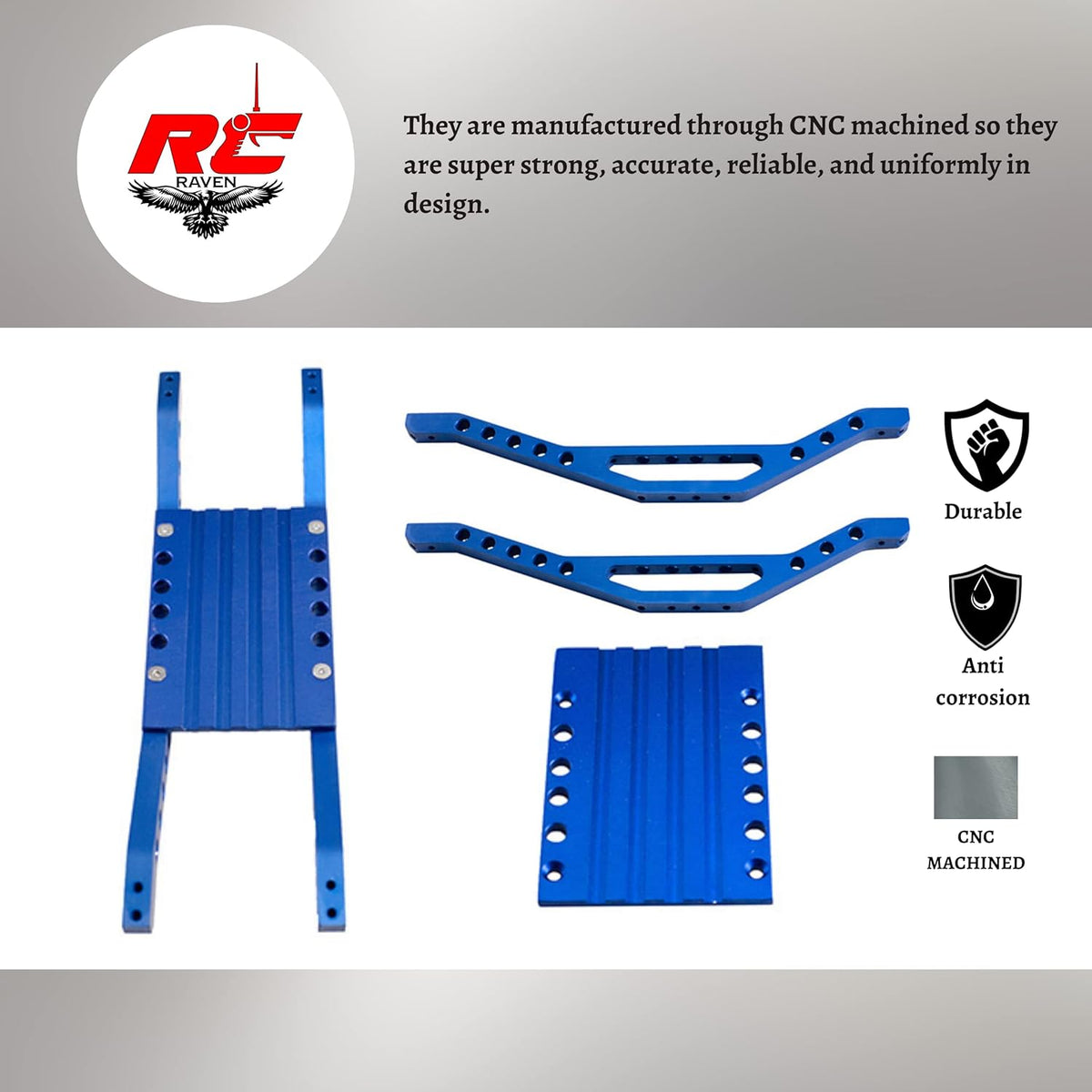 Blue Anodized Aluminum Bottom Chassis Braces for Tmaxx Classic 2.5 or 1.5, Pack of 2 V520997