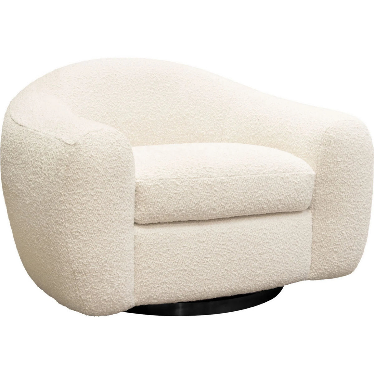 Bone White Boucle Swivel Accent Chair E42510