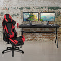 Black Red Gaming Desk with Cup Headset Holder Mouse Pad T762330