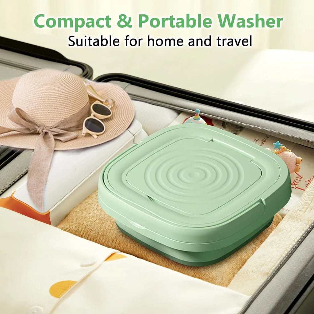 Mini Folding Washing Machine with Dryer Bucket 8L Green L24950