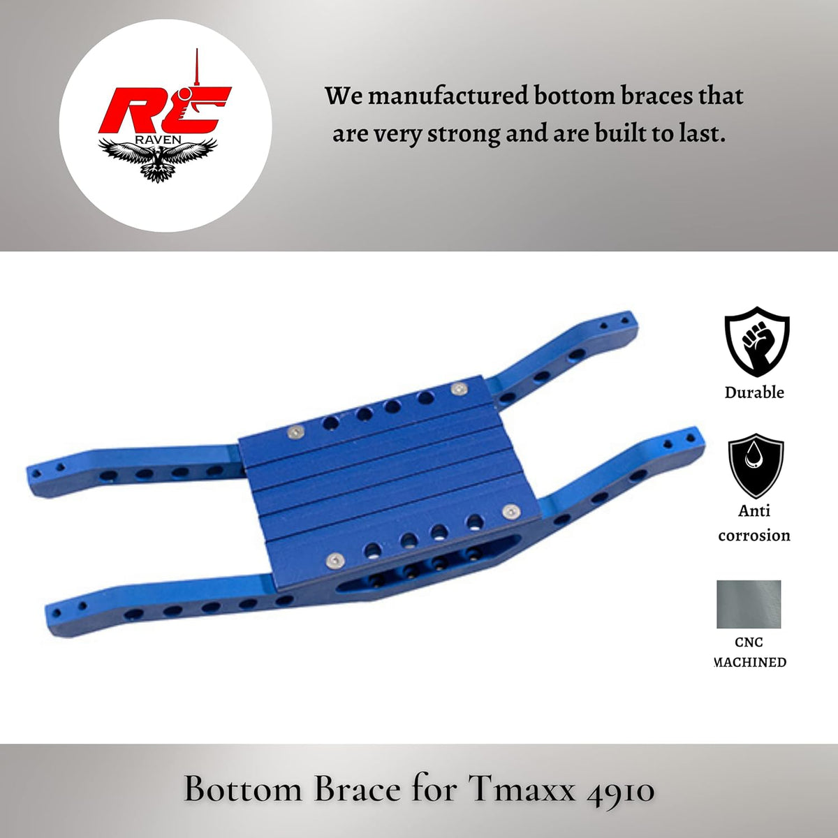 Blue Anodized Aluminum Bottom Chassis Braces for Tmaxx Classic 2.5 or 1.5, Pack of 2 V520997
