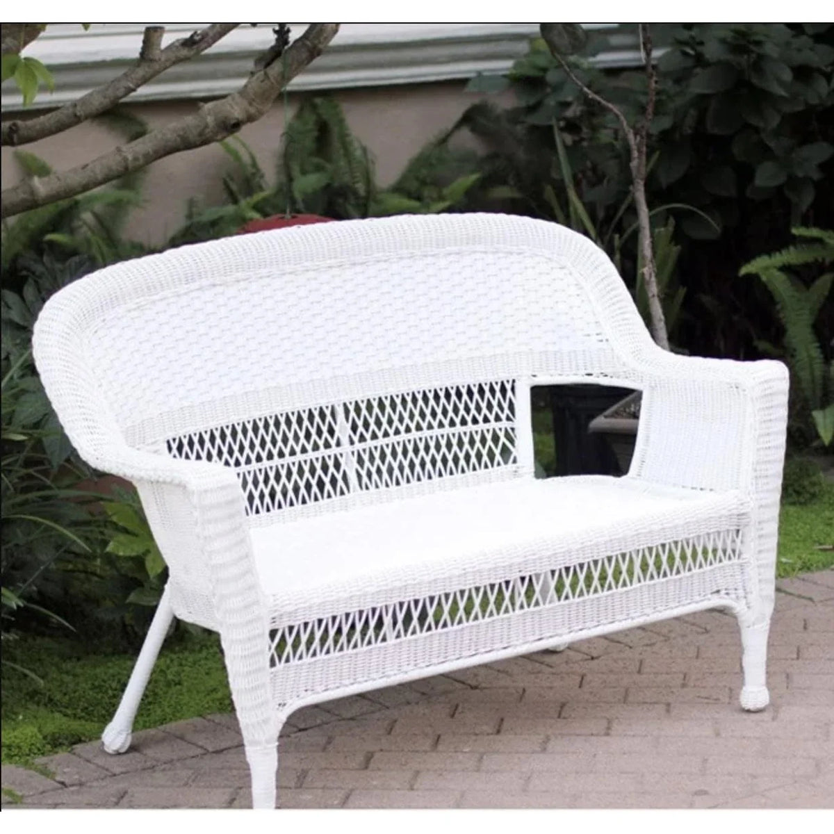 White Wicker Patio Love Seat Q793