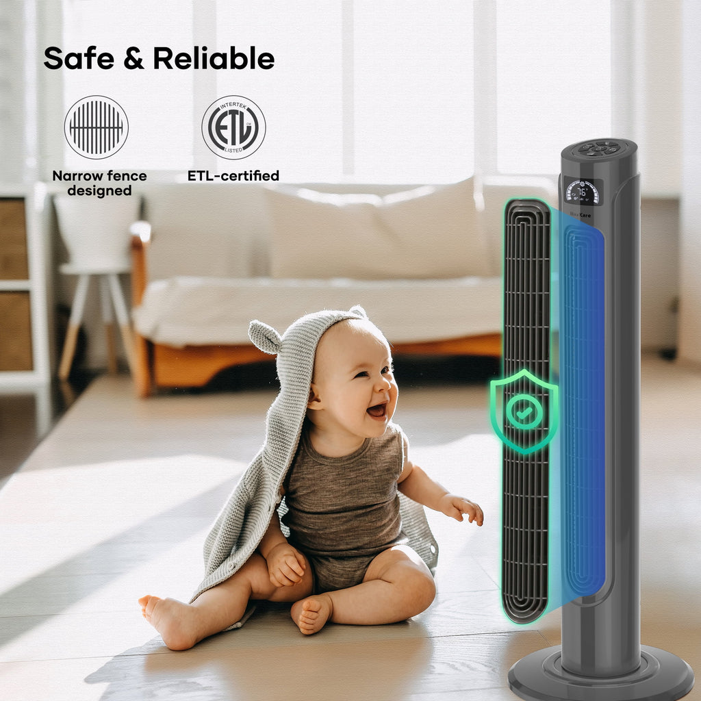 36 Tower Fan with Remote, 3 Speeds 3 Modes 15H Timer, 90° Oscillating, Grey H2328