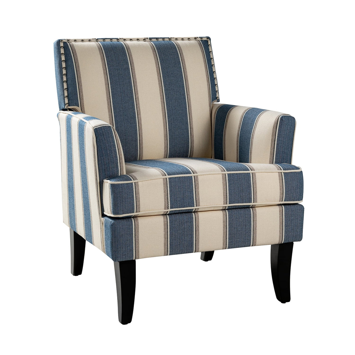 Navy Upholstered Accent Chair with Wood Legs T914149