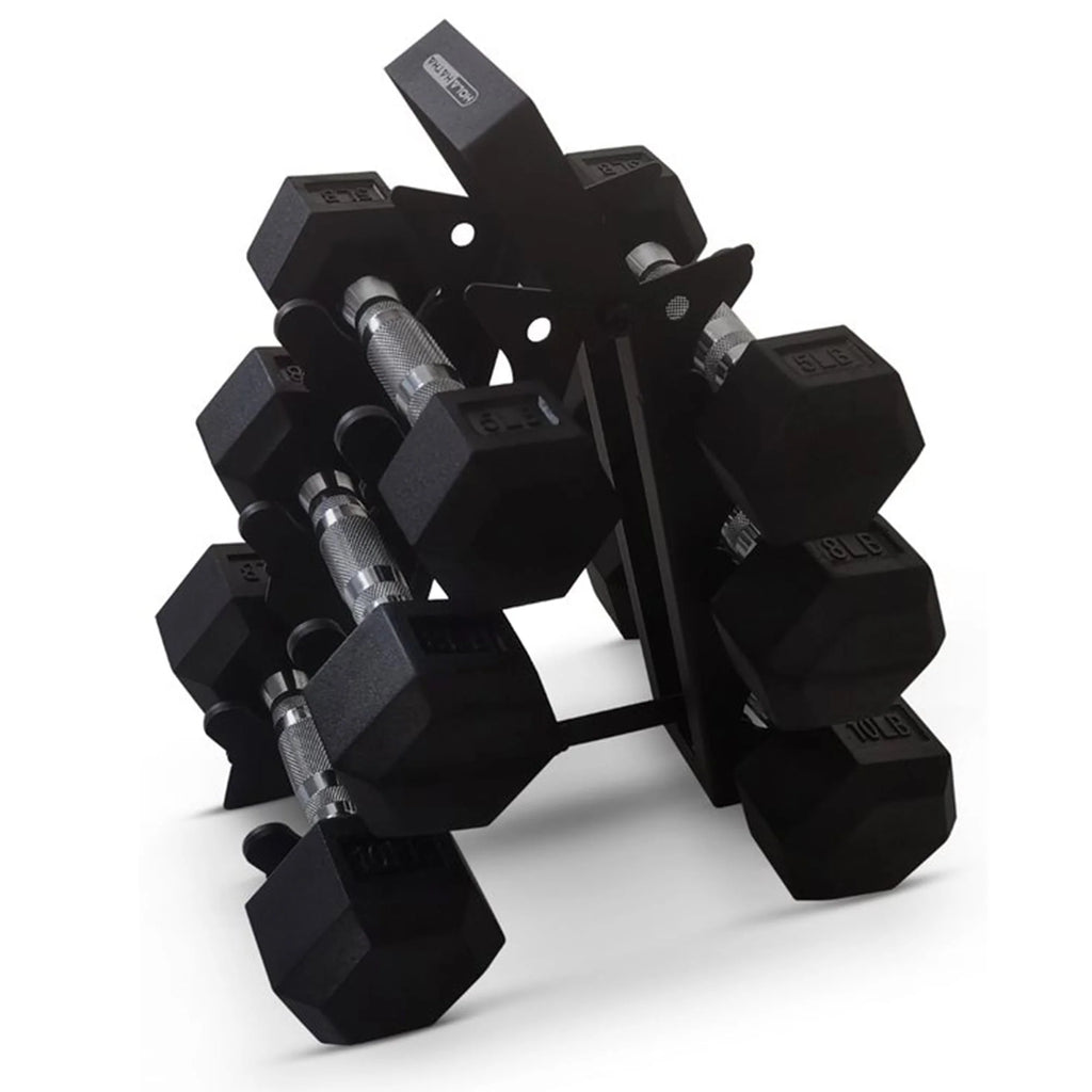 Hexagonal Dumbbell Free Weight Set, 5, 8, & 10 Lbs, Black I5831