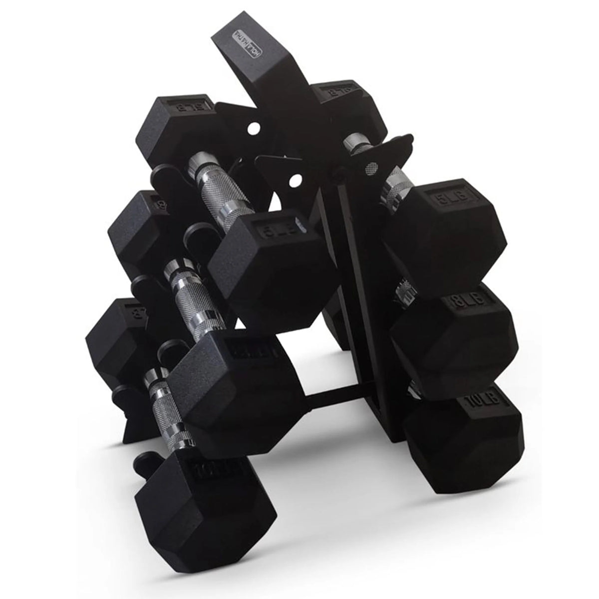 Hexagonal Dumbbell Free Weight Set, 5, 8, & 10 Lbs, Black I5831
