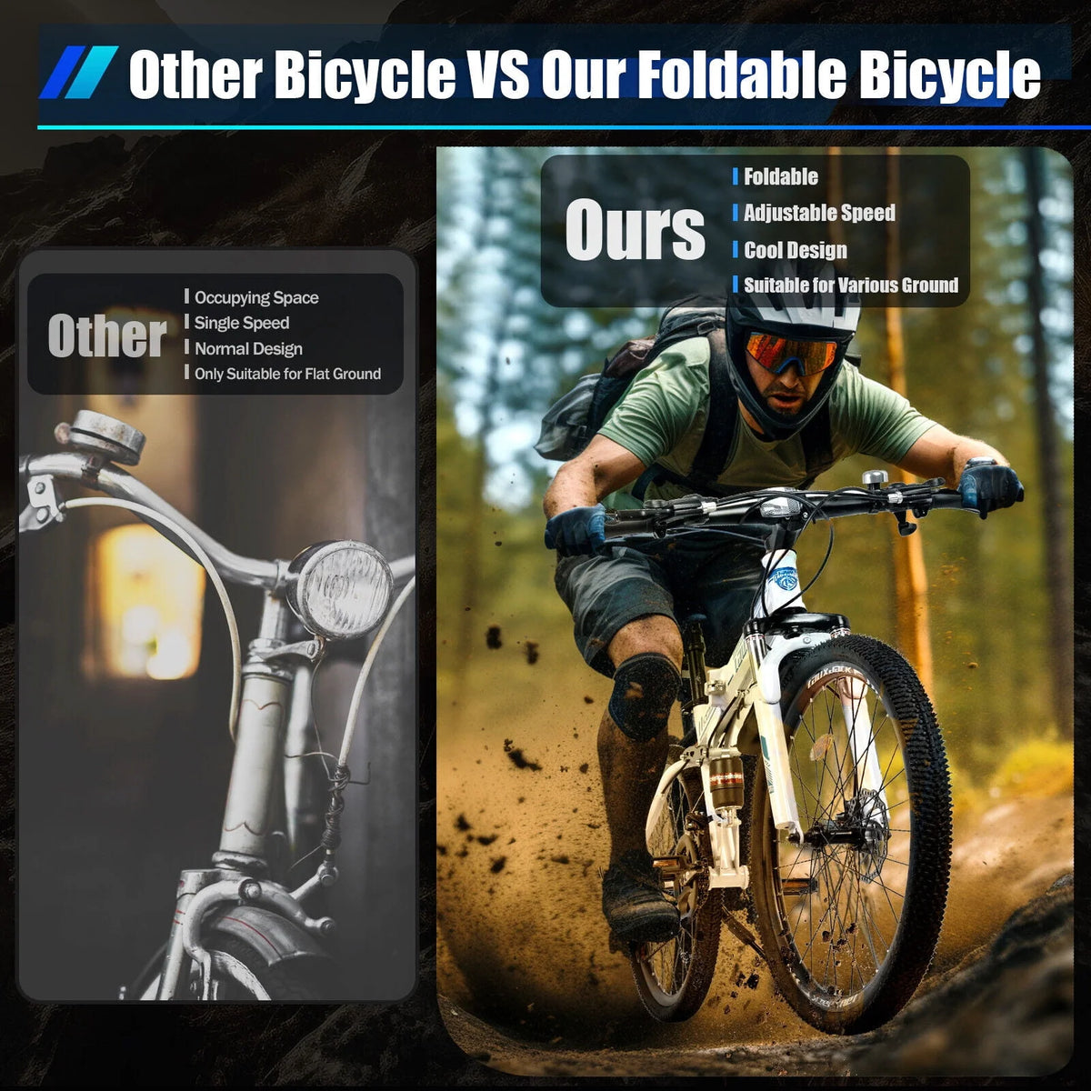 26 Mountain Bike 21-Speed Folding Dual Disc Brake Bicycle H5248