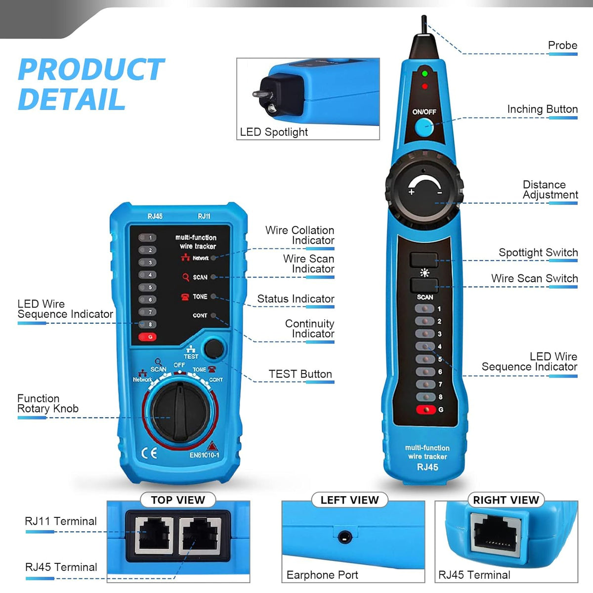 RJ11 RJ45 Cable Tester Toner Ethernet LAN Tester, Pack of 2 C753